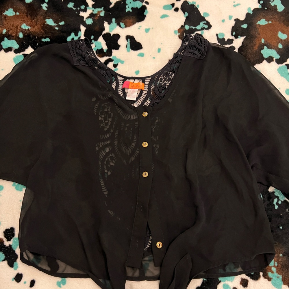 Black Lace Detail Women's Top